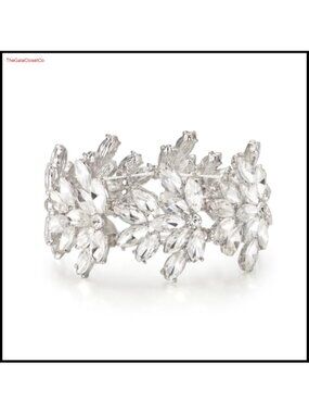 Rhinestone Marquise Cluster Stretch Bracelet for Wedding Bridal Prom Party